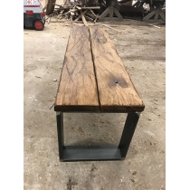 Sitzbank, Altholz-Antik Design, Industrial, Eichenbohlen im Altholz-Stil auf Kufengestell 120x43,5x40cm
